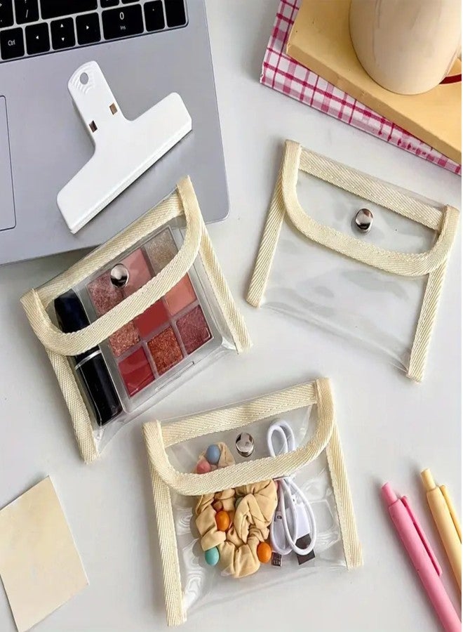 GadgetBite حقيبة نقود صغيرة شفافة من GadgetBite، مقاومة للماء، حقيبة تخزين بطاقات صغيرة، محفظة صغيرة لطيفة شفافة من مادة PVC، محفظة، سماعات رأس لطيفة، كابلات بيانات متعددة الأغراض. (أبيض، عبوة من قطعة واحدة) - Image 3